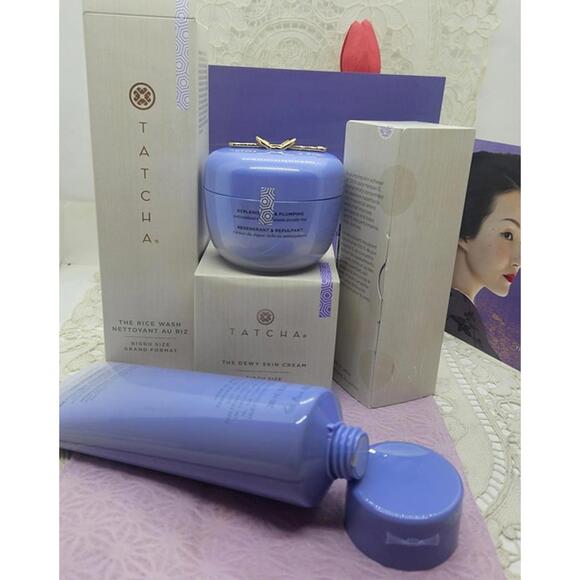 Tatcha Rice Wash 8oz./240ml, Dewy Cream 2.5oz/75ml, Essence 2.5oz/75ml NIB - Picture 3 of 5